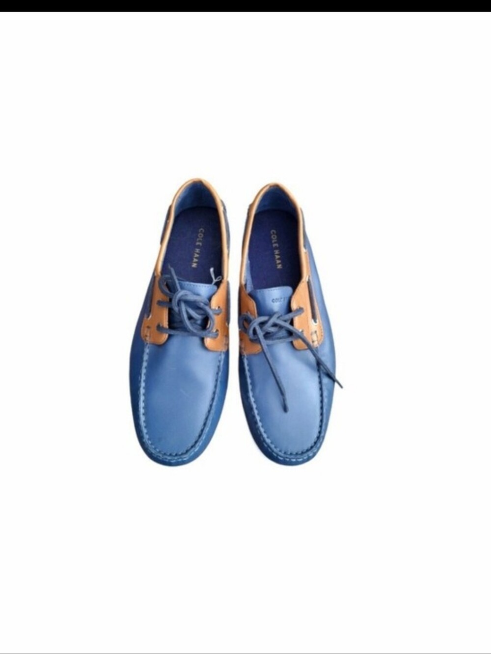 Cole Haan Leather Cornell 2 Eye Blue Brown Boat Shoe Loafer Preppy Dress Men 9 - Picture 9 of 10